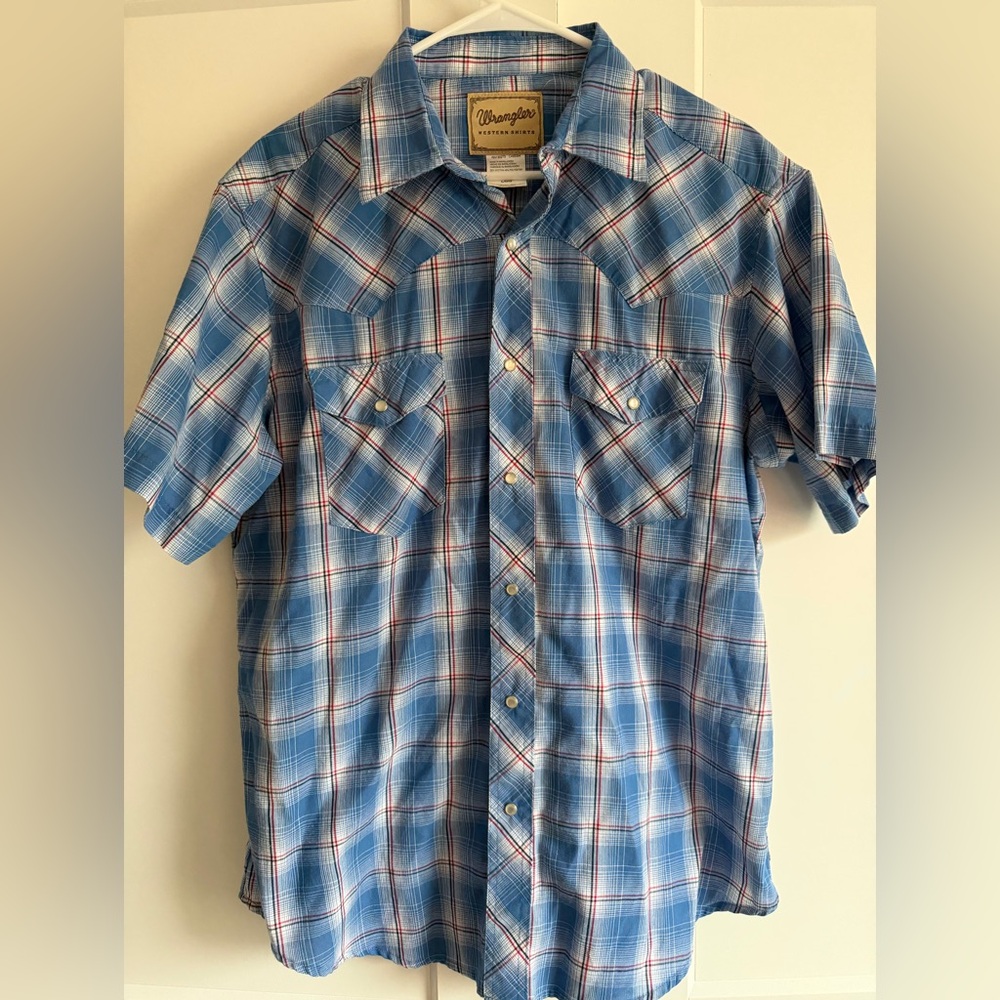 Wrangler Cowboy Blue and Red Plaid Shirt